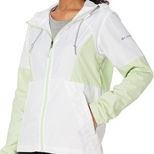 🆕Columbia Women's Side Hill Windbreaker, XXL - White/Light Lime, Brand NEW NWT